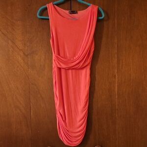 Body Central Coral Ruching Mini Dress